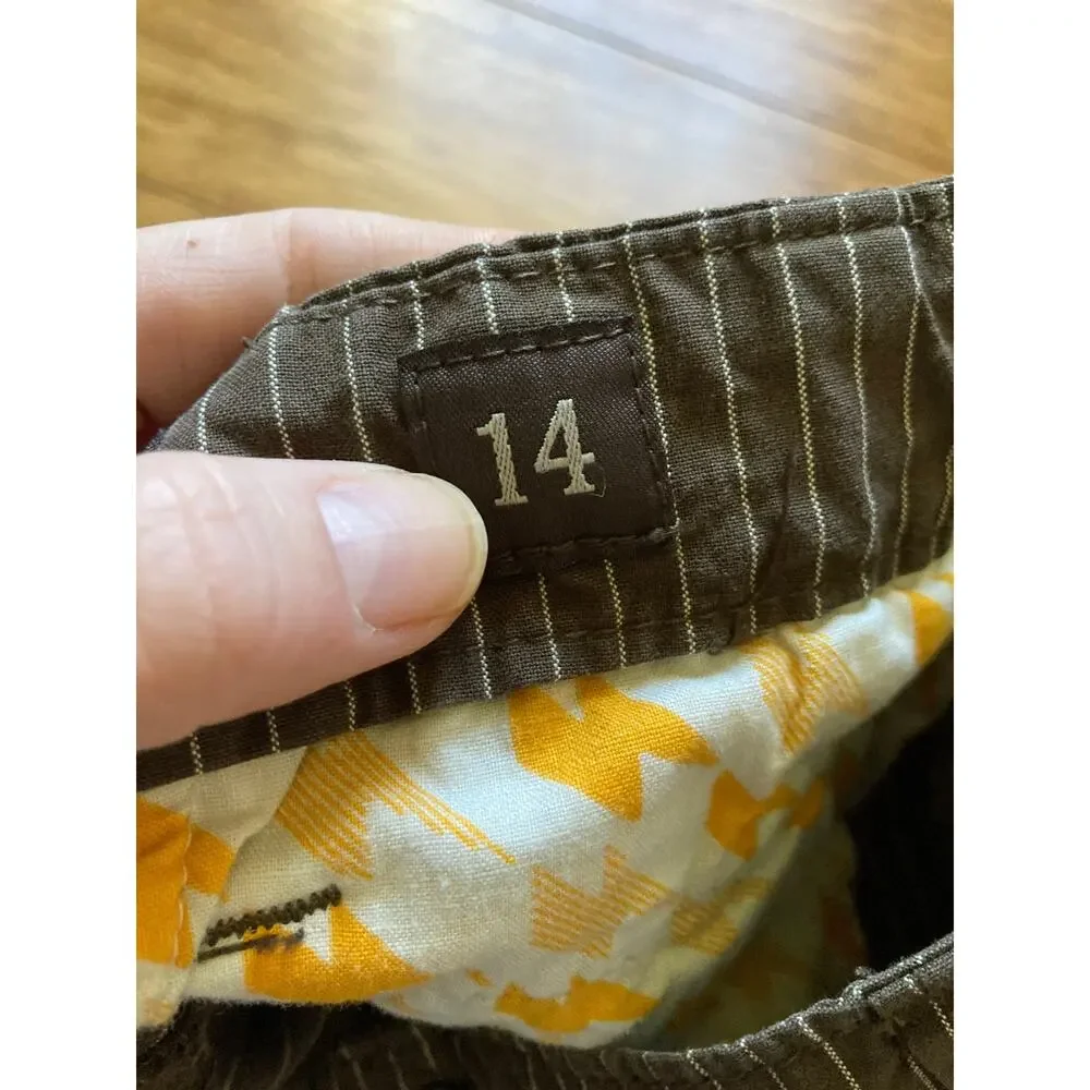Old Navy Brown Striped Boys Shorts, Size 14